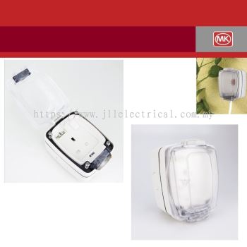 MK 86486 Masterseal Compact 13A IP66 Weatherproof Switch Socket (White And Transparent Cover)