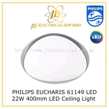 PHILIPS EUCHARIS 61149 22W 400mm LED 3-LEVEL STEP DIM SCENESWITCH 4000K NEUTRAL WHITE LED CEILING LIGHT (CLEAR DECORATION)