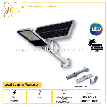 JLUX IS101 100W SOLAR LED BATTERY STREET LAMP SMD2835 IP65 c/w REMOTE CONTROL