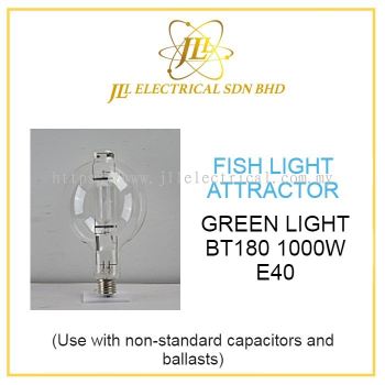 FISH LIGHT ATTRACTOR METAL HALIDE BULB GREEN LIGHT BT180 1000W E40 (USE WITH NON-STANDARD CAPACITORS/BALLASTS)