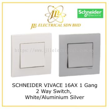 SCHNEIDER VIVACE 16AX 1 Gang 2 Way Switch, White/Aluminium Silver [KB31_WE_G11/ KB31_AS_G11]]