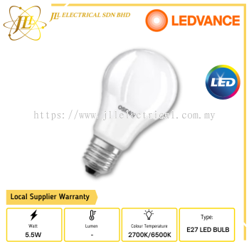 LEDVANCE LVCLA40 5.5W LED BULB E27 (A40) 2700k/6500k 