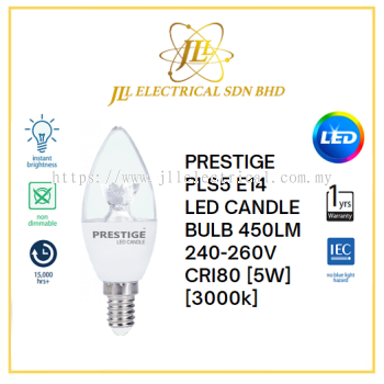 PRESTIGE PLS5 E14 LED CANDLE BULB 450LM 240-260V CRI80 [5W] [3000k]