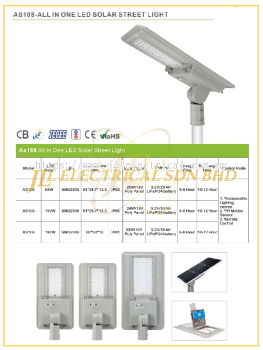 JLUX AS108 LED SOLAR STREETLIGHT *Photoelectric Lighting control & Remote control + PIR Motion Sensor [60W/100W/180W][6500K]