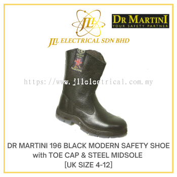 DR MARTINI 196 BLACK MODERN SAFETY SHOE with TOE CAP & STEEL MIDSOLE [UK SIZE 4-12]