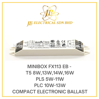 MINIBOX FX113 EB COMPACT ELECTRONIC BALLAST - T5 8W,13W,14W,16W / PLS 5W-11W / PLC 10W-13W 