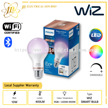 PHILIPS WIZ FULL COLOR 13W A67 E27 1521LM RGB+2200K-6500K DIMMABLE TUNABLE BLUETOOTH LED SMART BULB