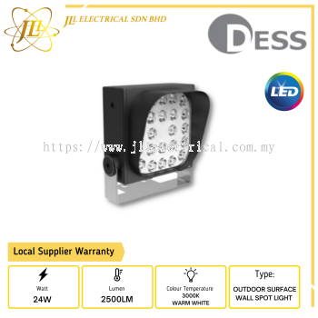 DESS GLRO2425-24V 24W 12D 2500LM IP66 3000K WARM WHITE OUTDOOR SURFACE WALL SPOTLIGHT 