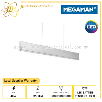 MEGAMAN MDL1007 40W 220-240V 3200LM LED BATTEN PENDANT LIGHT [3000K/4000K/6500K]