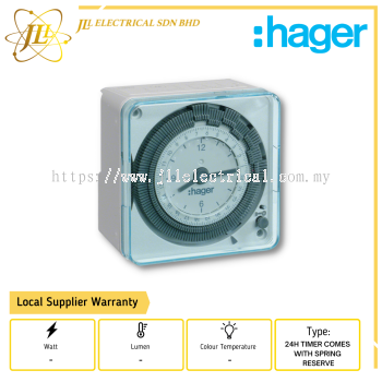 HAGER EH711 TIMER 24HOURS COMES WITH SPRING RESERVE