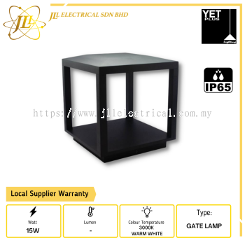 YET OUTDOOR SERIES G6803 15W IP65 E27 3000K WARM WHITE BLACK GATE LAMP [250/350]