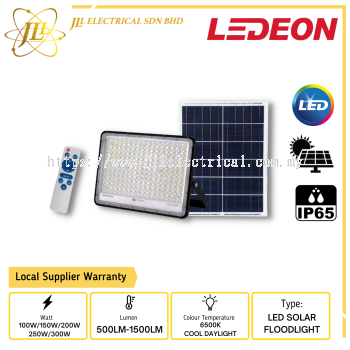 LEDEON OUTDOOR SERIES JD6110 500LM-1500LM IP65 120D BLACK 6500K COOL DAYLIGHT MOTION SENSOR LED SOLAR FLOODLIGHT [100W/150W/200W/250W/300W] 