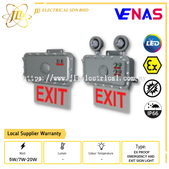 VENAS EX-ES02 B3/B5 AC100-277V IP66 LED PENDANT EXPLOSION PROOF EMERGENCY AND EXIT SIGN LIGHT [EXIT SIGN+EMERGENCY BACKUP BATTERY/EXIT SIGN+LUMINAIRE+EMERGENCY BACKUP BATTERY]