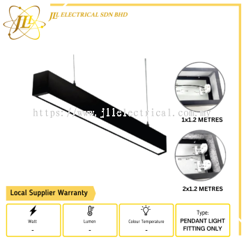 JLUX T8816 G13 T8 BLACK PENDANT LIGHT FITTING ONLY [SINGLE/DOUBLE]