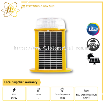 JLUX YSL50 20W IP67 RED SOLAR BASED LOW INTENSITY OBSTRUCTION BEACON LIGHT