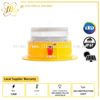 JLUX YSL10 1.8W IP67 SOLAR POWERED OBSTRUCTION BEACON LIGHT [RED/GREEN/YELLOW/WHITE/BLUE]