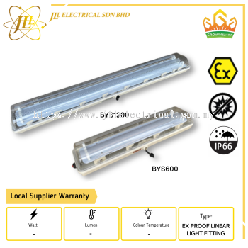 CROWN EX BYS SERIES 220VAC IP66 EXPLOSION PROOF LINEAR LIGHT FITTING ONLY [BYS-600/BYS-1200]