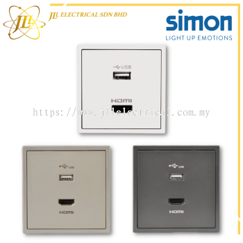 SIMON I7 700494 USB + HDMI OUTLET [MATT WHITE/GOLDEN CHAMPAGNE/GRAPHITE BLACK]