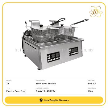 EDF7000 DOUBLE 16L DIGITAL CONTROL PANEL COMMERCIAL ELECTRIC DEEP FRYER RANGE WITH AUTOMATIC LIFTING 650 x 600 x 360 mm | 2 x 2400W | AC 220V 2 x 2.4kW
