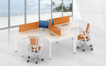 2 cluster L shape orange acrylic workstation