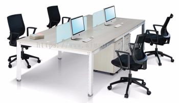 4 pax tempered glass desking system with vinca leg