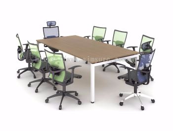 Rectangular 8 x 4 meeting table with white rumex metal leg