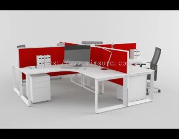 4 gang cross shape workstation AIM Desking system