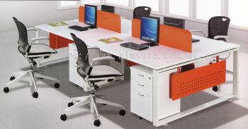 4 cluster workstation with orange tempered glass panel