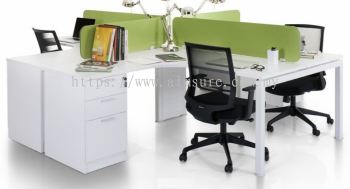 L shape workstation with frameless desking panel