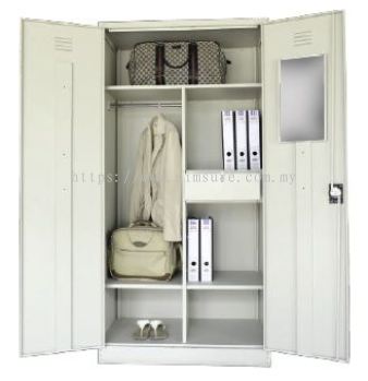 Full height wardrobe with steel swinging door with mirror S198