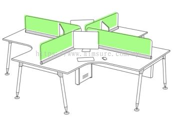 4 pax L shape workstation with desking panel