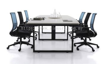 Boat shape conference table with metal leg