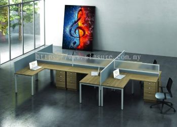 L shape furniture office workstation with AIM Desking Panel