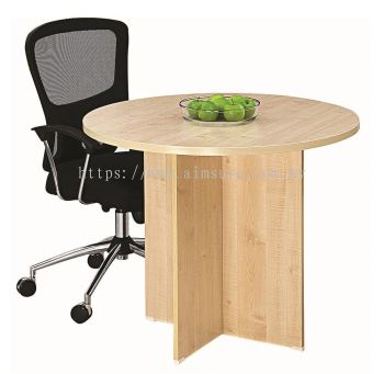 Round Discussion table with wooden panel leg (Full maple)