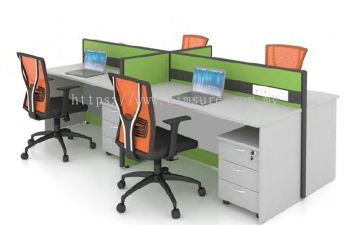 4 cluster office workstation with low partition