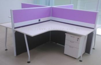 4 cluster L shape workstation furniture with centre wire trunking