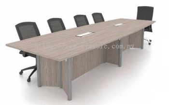 Elegant Boat Shape Big Meeting table with pole leg and 2 units socket box