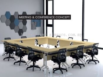 Foldable Flexible combination meeting table with I leg and roller