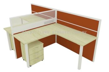 Open plan partition for 2 pax L shape table