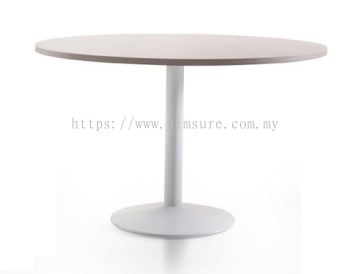 Round discussion table with white drum leg