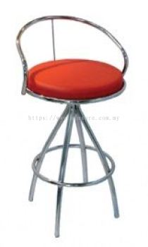 High Bar Stool with backrest and chrome base AIM772C