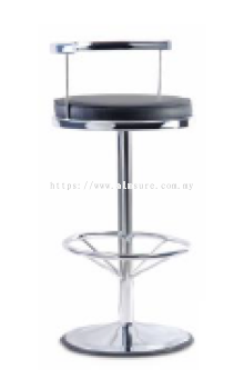 High Bar Stool with chrome backrest and round ring AIM BS-935