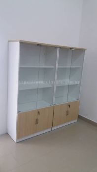 Book shelf glass cabinet Maple and White AIM FO-SG