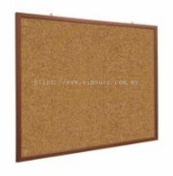 Cork bulletin board with wooden frame