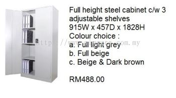 Full height steel cabinet with 4 tiers