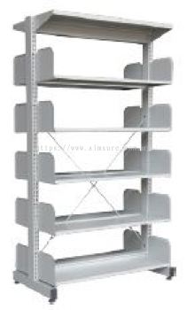 Library rack double sided 5 tiers without side panel