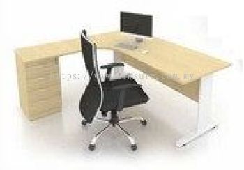 L Shape manager table with J leg and 2+1 fixed pedestal AIM1515F