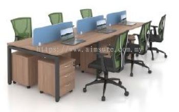 6 pax rectangular office workstation furniture with frameless desking fabric panel