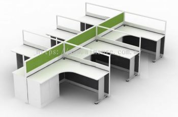 L shape workstation with half glass panel