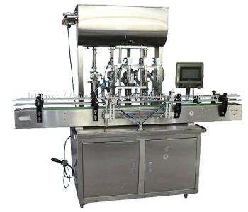 4 nozzle fully auto piston volumetric filling,capping,labelling,injet marking machine 